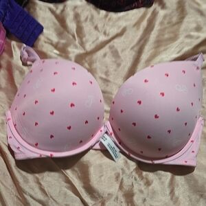 Pink Heart Patterned Bra